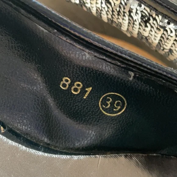 Silver and Black Sequin Glittery Heels - Picture 5 of 7